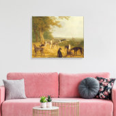 Nine Greyhounds in een Landschap (olie op canvas) Canvas Afdruk (Insitu (Woonkamer))