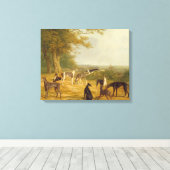 Nine Greyhounds in een Landschap (olie op canvas) Canvas Afdruk (Insitu (Houten vloer))