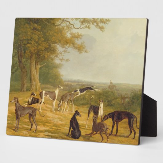 Nine Greyhounds in een Landschap (olie op canvas) Fotoplaat (Zijkant)