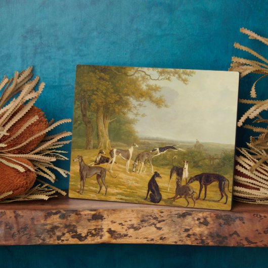 Nine Greyhounds in een Landschap (olie op canvas) Fotoplaat (Zijkant)