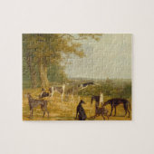 Nine Greyhounds in een Landschap (olie op canvas) Legpuzzel (Horizontaal)