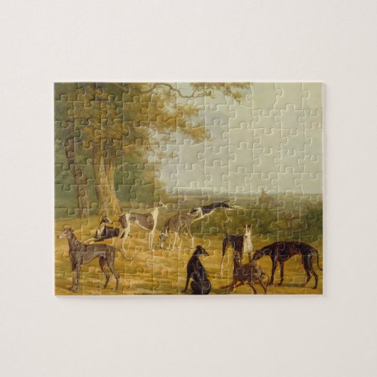 Nine Greyhounds in een Landschap (olie op canvas) Legpuzzel (Horizontaal)