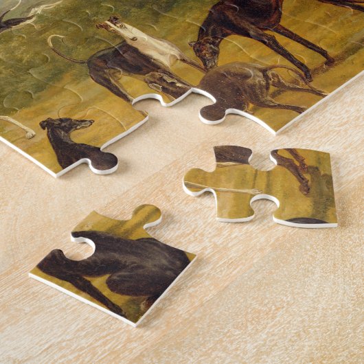 Nine Greyhounds in een Landschap (olie op canvas) Legpuzzel (Zijkant)