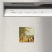 Nine Greyhounds in een Landschap (olie op canvas) Magneet (Insitu (Vaatwasser))