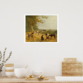 Nine Greyhounds in een Landschap (olie op canvas) Poster (Keuken)