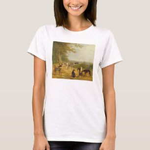 Nine Greyhounds in een Landschap (olie op canvas) T-shirt