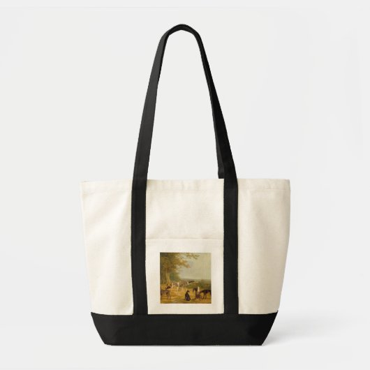 Nine Greyhounds in een Landschap (olie op canvas) Tote Bag (Voorkant)