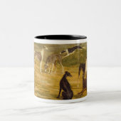 Nine Greyhounds in een Landschap (olie op canvas) Tweekleurige Koffiemok (Center)