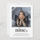 Nine Heart - Square Photo Birthday Invitation Kaart (Voorkant)