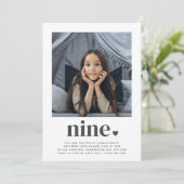 Nine Heart - Square Photo Birthday Invitation Kaart (Staand voorkant)