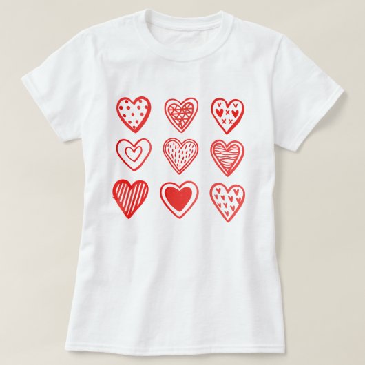 Nine Hearts Valentijnsdag Whimsical T-shirt (Design voorkant)