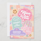 Nine Is A Vibe Cloud Rainbow Disco 9th Birthday  Kaart (Voorkant)