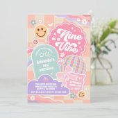 Nine Is A Vibe Cloud Regenboog Disco 9e Verjaardag Kaart (Staand voorkant)
