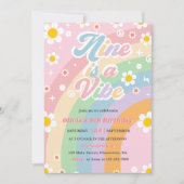 Nine Is A Vibe Groovy Daisy Regenboog 9e Verjaarda Kaart (Voorkant)