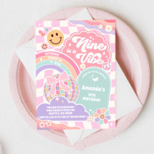 Nine Is A Vibe Groovy Regenboog Disco 9e Verjaarda