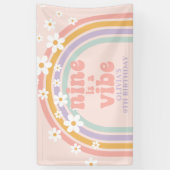 Nine is a Vibe Pastel regenboog 9e verjaardag Spandoek (Verticaal)