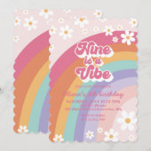 Nine is a Vibe Regenboog 9e verjaardagsuitnodiging Kaart (Voorkant / Achterkant)