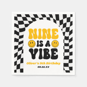 Nine Is A Vibe Retro Negende 9e Verjaardagsfeestje Servet