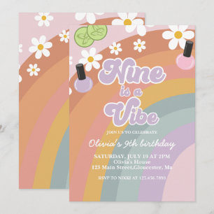 Nine is a vibe Spa Rainbow 9e verjaardag Kaart