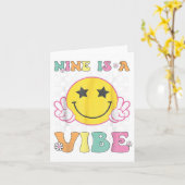 Nine is een vibe 9e verjaardag Groovy Smile Face 9 Kaart (Gele Bloem)