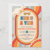 Nine is een Vibe Groovy Retro Rainbow 9e verjaarda Kaart (Voorkant)