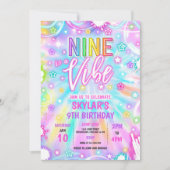 Nine is een vibe neon gloed 9e verjaardagsfeestje kaart (Voorkant)