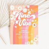 NINE is een Vibe Pink Peach 9e Groovy Verjaardag Kaart