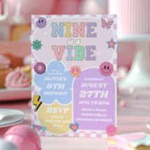 Nine is een vibe preppy patch 9e verjaardagsfeestj