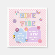 Nine is een vibe preppy patch 9e verjaardagsfeestj
