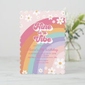 Nine is een Vibe Rainbow 9th Birthday uitnodiging (Staand voorkant)