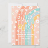 Nine is een vibe Rainbow Daisy 9e verjaardagsfeest Kaart (Voorkant)