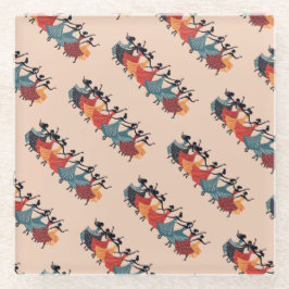 Nine Ladies Dancing Cut-Out Stencil Retro Style 1 Glazen Onderzetter