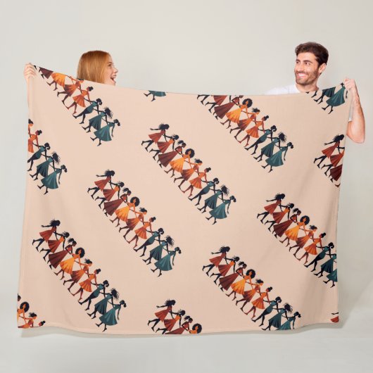 Nine Ladies Dancing Cut-Out Stencil Retro Style 3 Fleece Deken (In situ)