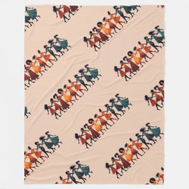 Nine Ladies Dancing Cut-Out Stencil Retro Style 3 Fleece Deken