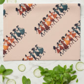 Nine Ladies Dancing Cut-Out Stencil Retro Style 3 Theedoek (Gevouwen)