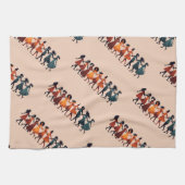 Nine Ladies Dancing Cut-Out Stencil Retro Style 3 Theedoek (Horizontaal)