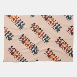 Nine Ladies Dancing Cut-Out Stencil Retro Style 3 Theedoek