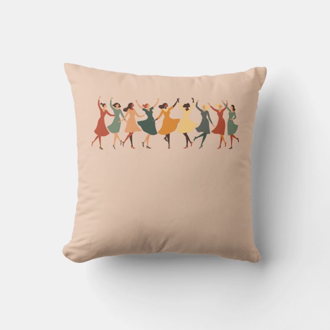 Nine Ladies Dancing Mid-Century Retro Uitknip 1 Kussen (Voorkant)