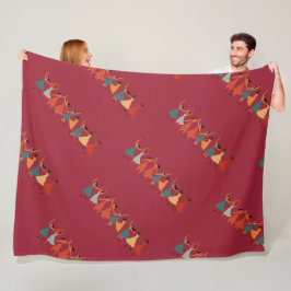 Nine Ladies Dancing Mid-Century Retro Uitknip 2 Fleece Deken