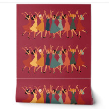Nine Ladies Dancing Mid-Century Retro Uitknip 3