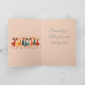 Nine Ladies Dancing Mid-Century Retro Uitknipsel   Feestdagen Kaart (Binnen)