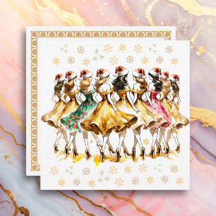 Nine Ladies Dancing Twaalf Dagen Kerstmis Feestdagenkaart