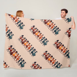 Nine Ladies Dancing Uitknip stencil Retro Stijl 3 Fleece Deken