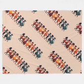 Nine Ladies Dancing Uitknip stencil Retro Stijl 3 Fleece Deken (Voorkant (Horizontaal))