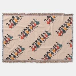 Nine Ladies Dancing Uitknip stencil Retro Stijl 4 Deken
