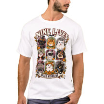 Nine Lives After Midnight Halloween Katten T-Shirt