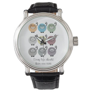 Nine Lives Cat Quote Watch Horloge