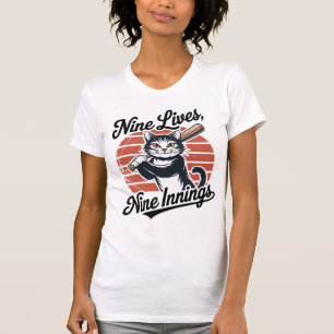 Nine Lives Nine Innings Honkbal Kat T-shirt