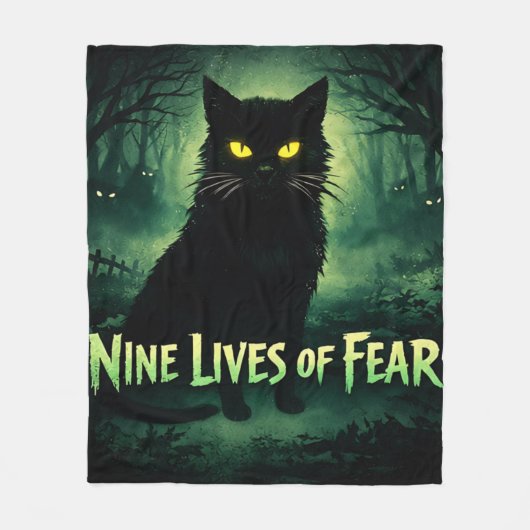Nine Lives of Fear – Zwarte Kat Fleece Deken (Voorkant)