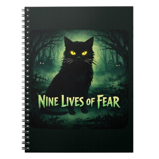 Nine Lives of Fear – Zwarte Kat Notitieboek (Voorkant)